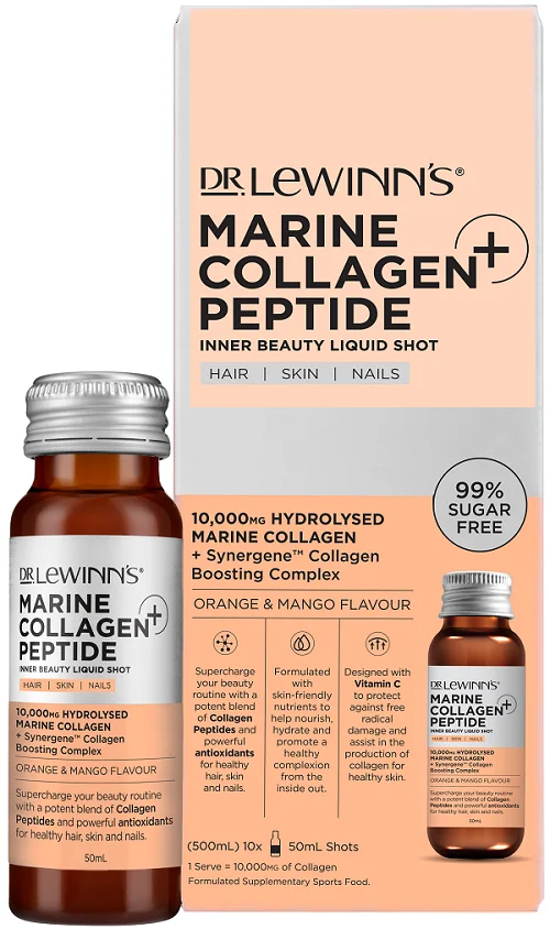 Dr. LeWinn’s Marine Collagen Peptide Inner Beauty Liquid Shot 10s*50ml 莱文医生胶原蛋白美容液 橘子&amp;芒果味 10支*50ml【保质期2026/10】